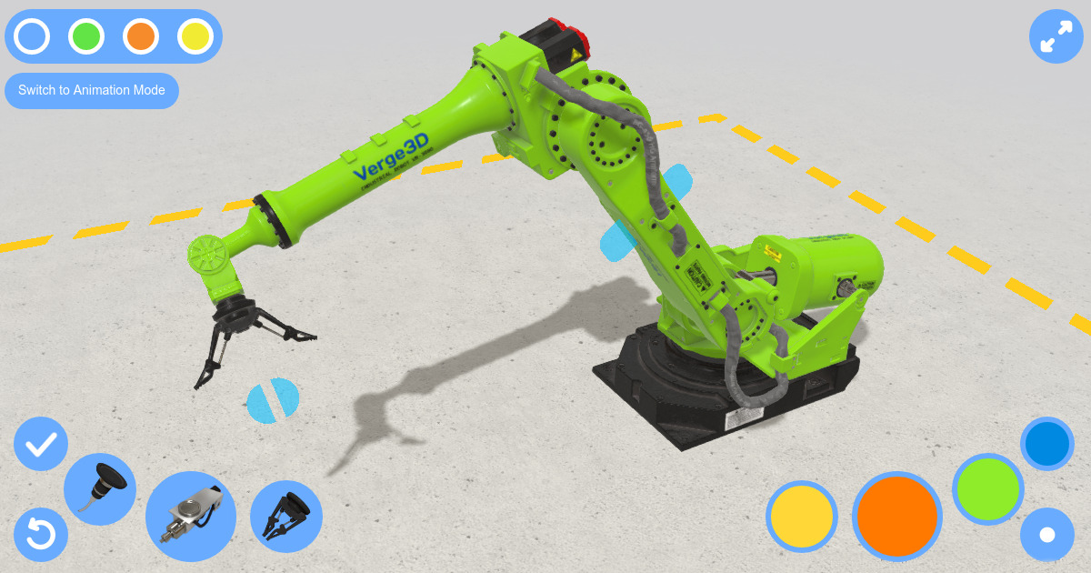 Industrial robot AR/VR interactive experience created in Blender